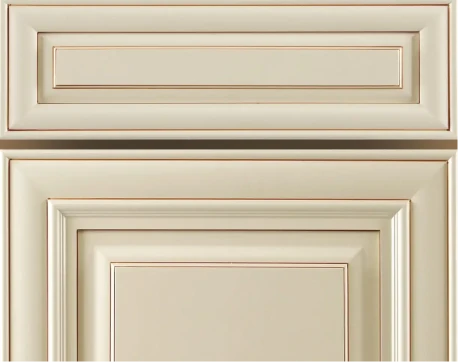 A7 Cream Glazed kitchen cabinets - Elegant and refined beauty for your Orland Park home. Enhance your kitchen with the warm and sophisticated creamy glaze finish of these intricately detailed cabinets, adding a touch of luxury to your space.