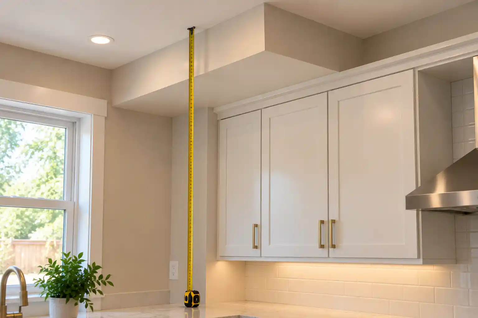 Measuring kitchen ceiling height and soffit for new cabinets